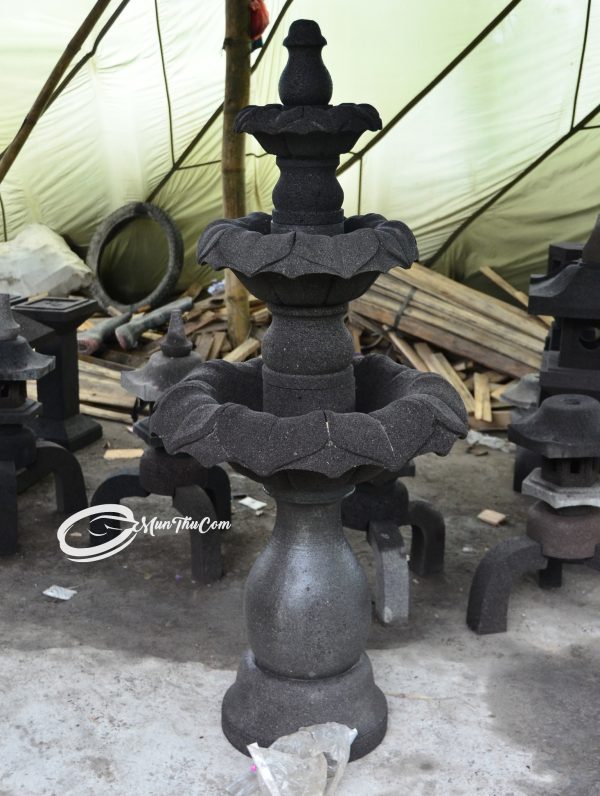 Air Mancur Hias Batu Lava Bentuk Bunga Teratai Bertingkat - Lava Stone Lotus Flower Fountain - Image 8
