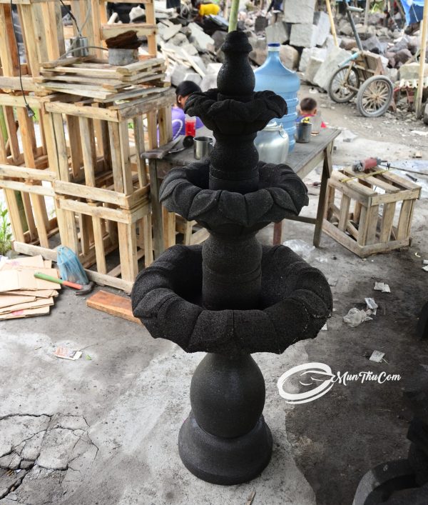 Air Mancur Hias Batu Lava Bentuk Bunga Teratai Bertingkat - Lava Stone Lotus Flower Fountain - Image 6