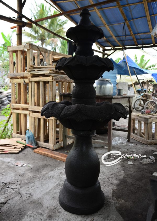 Air Mancur Hias Batu Lava Bentuk Bunga Teratai Bertingkat - Lava Stone Lotus Flower Fountain - Image 5