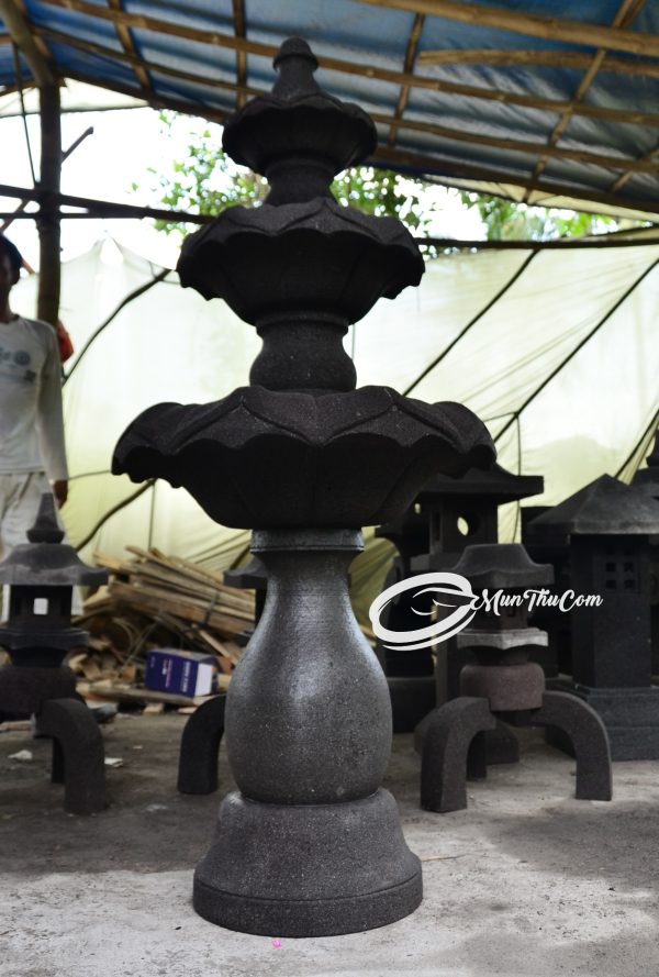 Air Mancur Hias Batu Lava Bentuk Bunga Teratai Bertingkat - Lava Stone Lotus Flower Fountain - Image 4