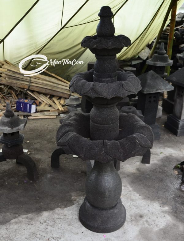 Air Mancur Hias Batu Lava Bentuk Bunga Teratai Bertingkat - Lava Stone Lotus Flower Fountain - Image 2