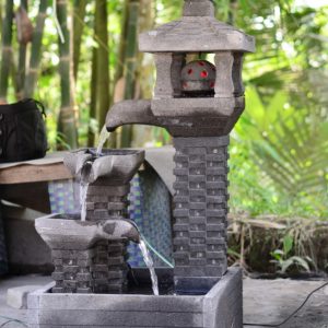 Air Mancur Batu Lava Merapi 3 Tingkat dengan Bola Putar & Lampu