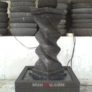 Air Mancur Hias Minimalis Tiang Spiral Ulir Batu Alam dengan Bola Putar