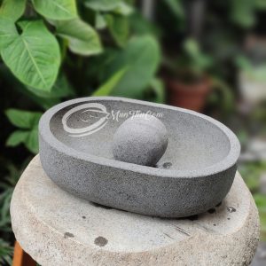 Cobek Lado Khas Padang: Batu Kali Pori Bentuk Mangkok Lonjong 30cm x 22cm