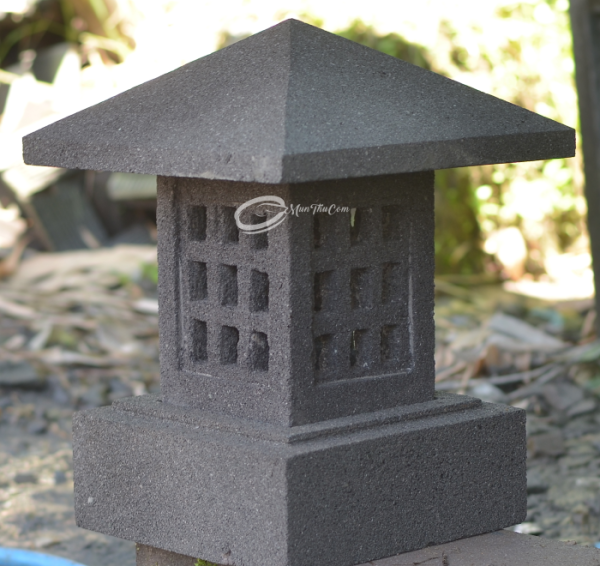 (LAM005) Lampion Batu Lava Caping Persegi Minimalis – Elegan untuk Taman & Rumah - Image 4