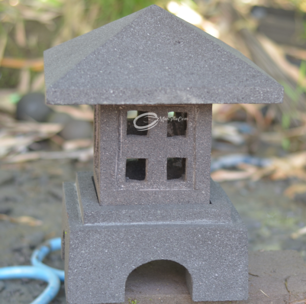 (LAM005) Lampion Batu Lava Caping Persegi Minimalis – Elegan untuk Taman & Rumah - Image 8