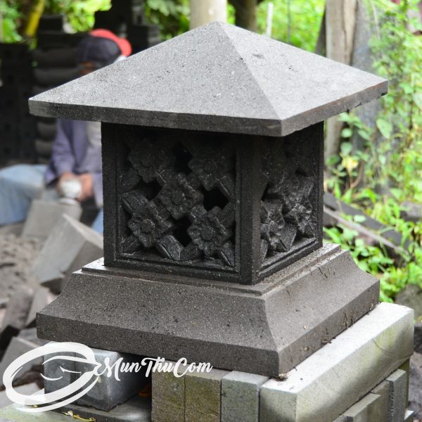 (LAM020) Lampion Batu Lava Minimalis Ornamen Lotus Teratai Klasik - Image 14