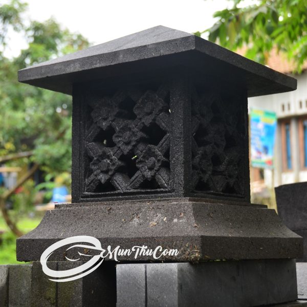 (LAM020) Lampion Batu Lava Minimalis Ornamen Lotus Teratai Klasik - Image 6