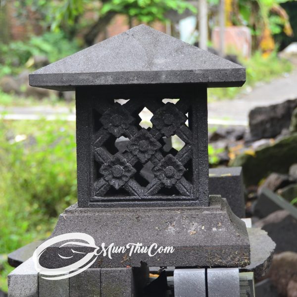 (LAM020) Lampion Batu Lava Minimalis Ornamen Lotus Teratai Klasik - Image 4