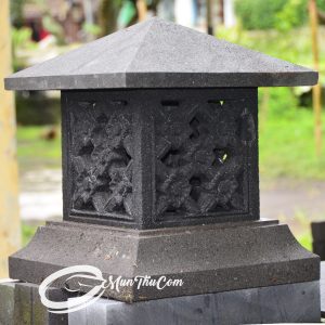 (LAM020) Lampion Batu Lava Minimalis Ornamen Lotus Teratai Klasik
