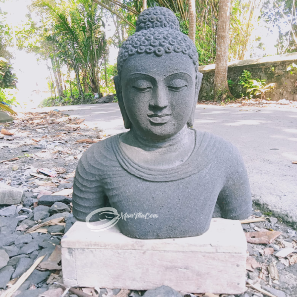 Rupang Buddha Artistik dari Batu Lava Merapi Asli - Image 4