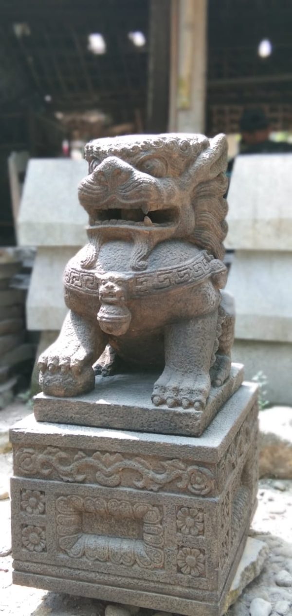 Patung Kilin Sepasang Singa Samsi Jantan & Betina dari Batu Andesit Merapi - Image 6